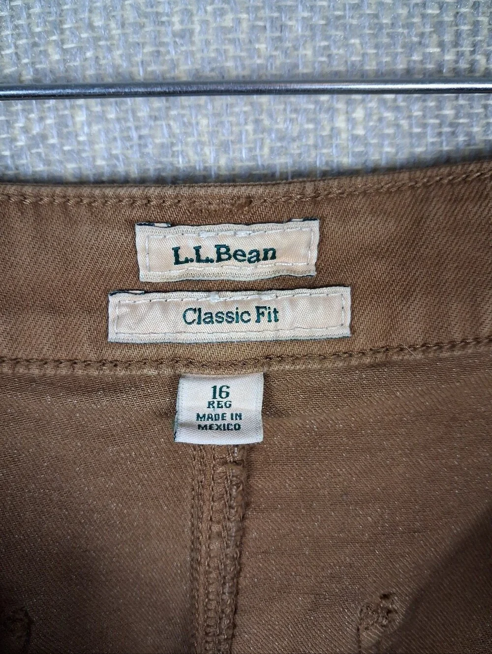 L.L.Bean Womens 207 Vintage Cotton Denim Wide-Leg Jeans High Rise Brown Size 16
